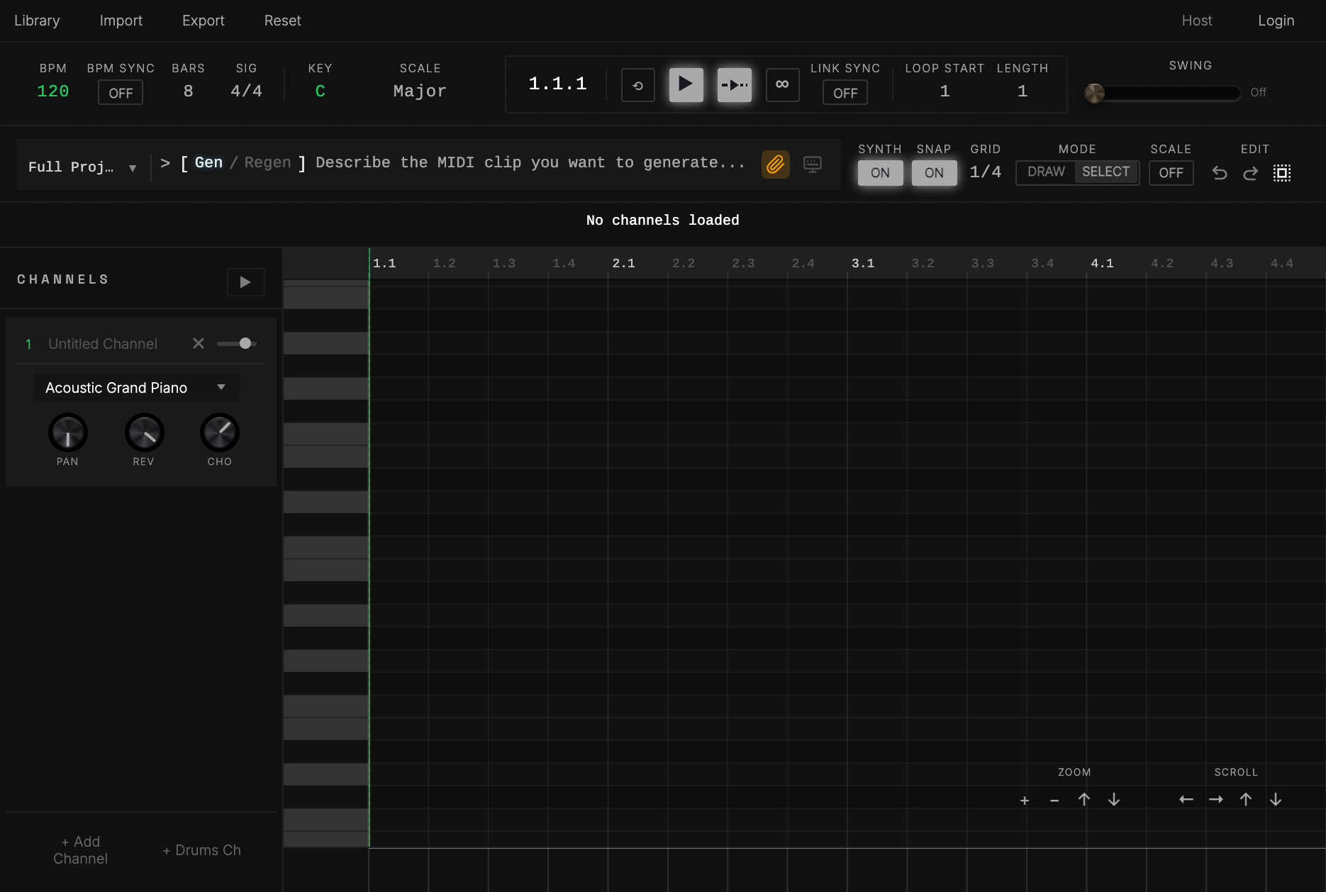 The MIDI Lab plugin window